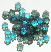 50 3x8mm Transparent Matte Montana Blue AB Cupped Flower Beads